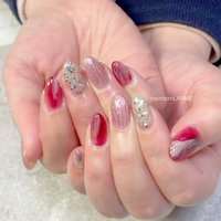 シルバー 銀 赤のネイルデザイン ネイルブック