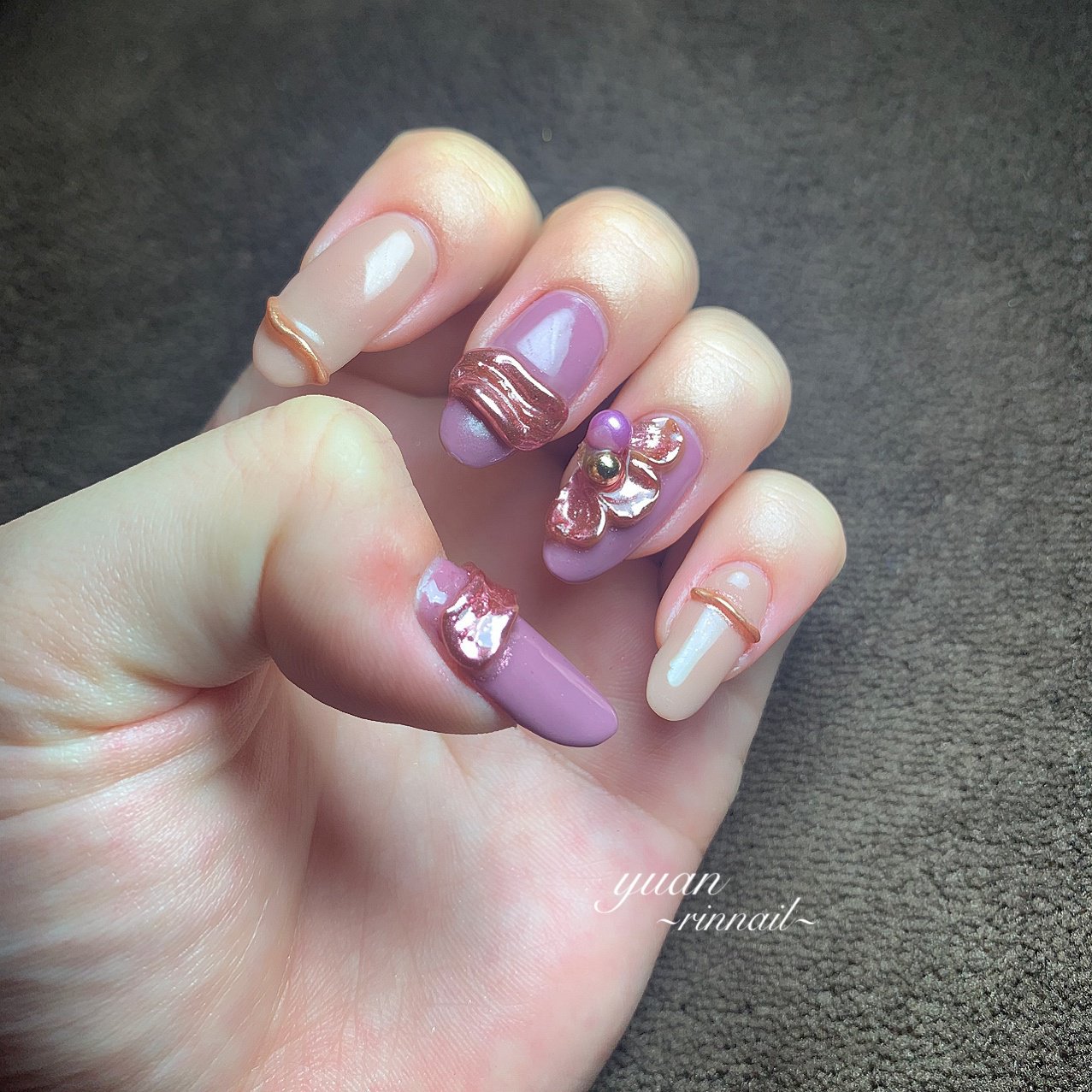 オールシーズン ハンド フラワー アンティーク ミラー Yuan Rinnail のネイルデザイン No ネイルブック