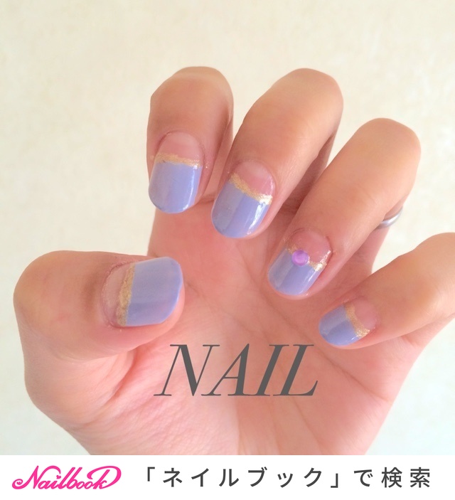 ハンド 変形フレンチ パープル マニキュア セルフネイル まにゃん のネイルデザイン No ネイルブック