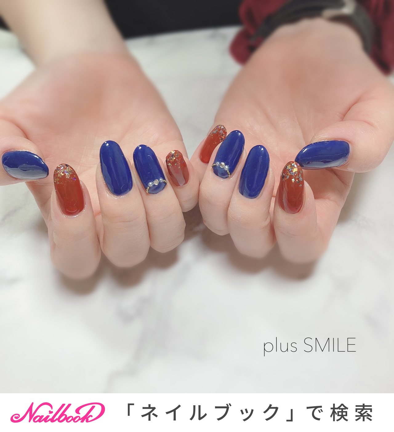 ネイビー/ボルドー - plussmileのネイルデザイン[No.6282476]｜ネイルブック
