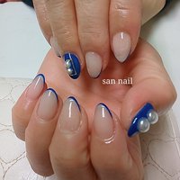 ベージュ ネイビーのネイルデザイン ネイルブック