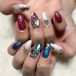 スワロフスキー ハンドメイド、ネイルセット 薬指 豪華スワロフスキー パーツ 結婚式 指輪 アクセサリー