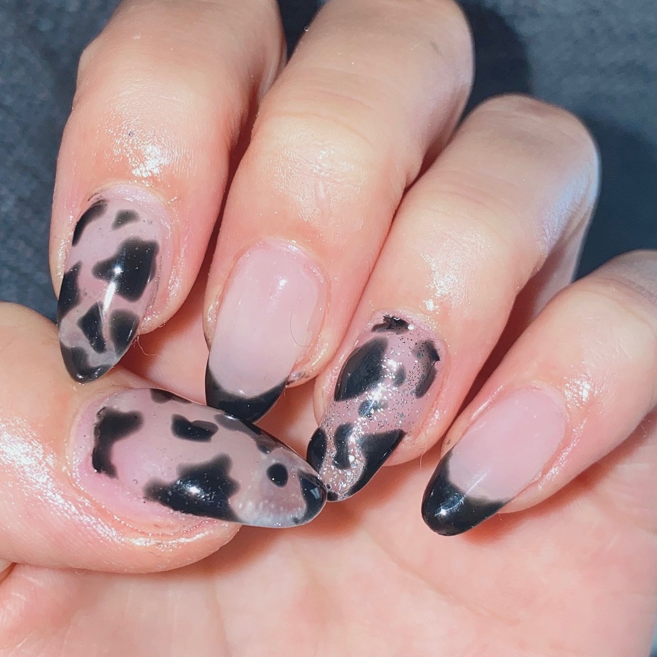 ハンド アニマル柄 ミディアム ホワイト ピンク ころっけざむらいのネイルデザイン No ネイルブック