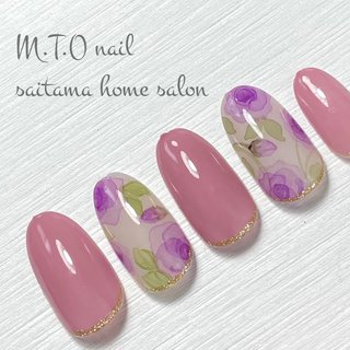 たらしこみ 薔薇のネイルデザイン ネイルブック