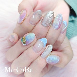 パール マーブル パステルのネイルデザイン ネイルブック