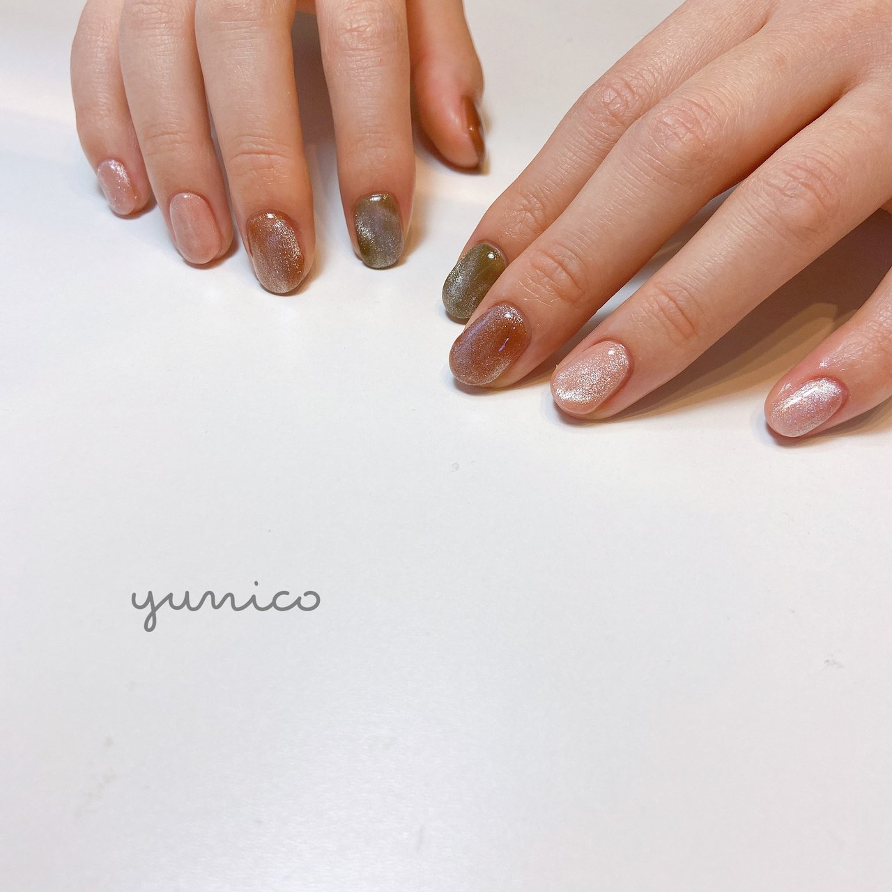 アースカラー スモーキー Yunico Nail ユニコネイル 熊本ネイルサロンのネイルデザイン No ネイルブック