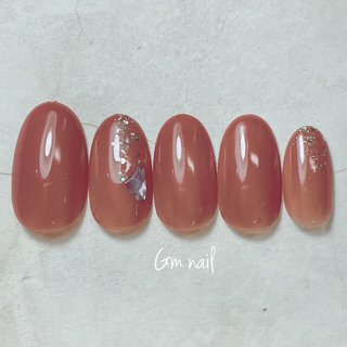赤茶色ネイルのネイルデザイン ネイルブック