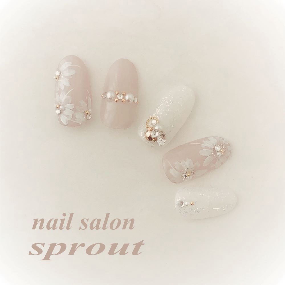 オールシーズン ブライダル パーティー デート ハンド Nailsalon Sprout 池袋のネイルデザイン No ネイル ブック