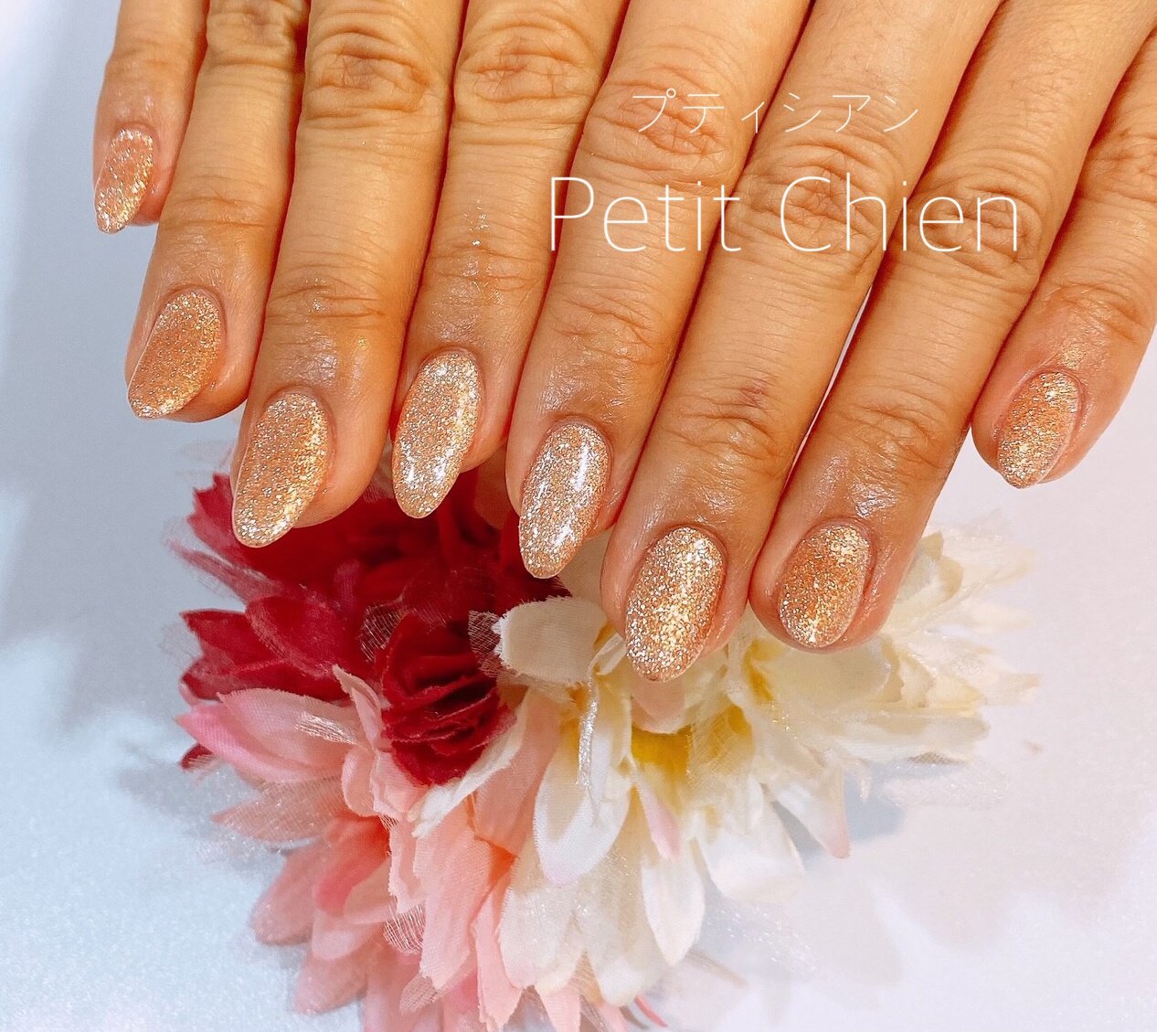 ハンド ラメ ワンカラー ミディアム ゴールド Petitchien18のネイルデザイン No ネイルブック
