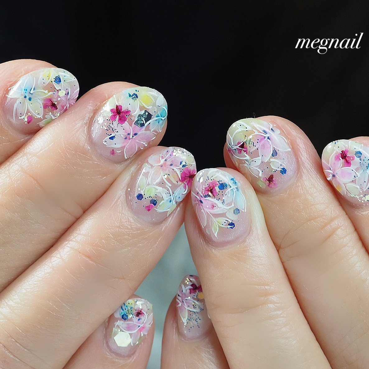 春 デート 女子会 ハンド フラワー Megnailのネイルデザイン No ネイルブック