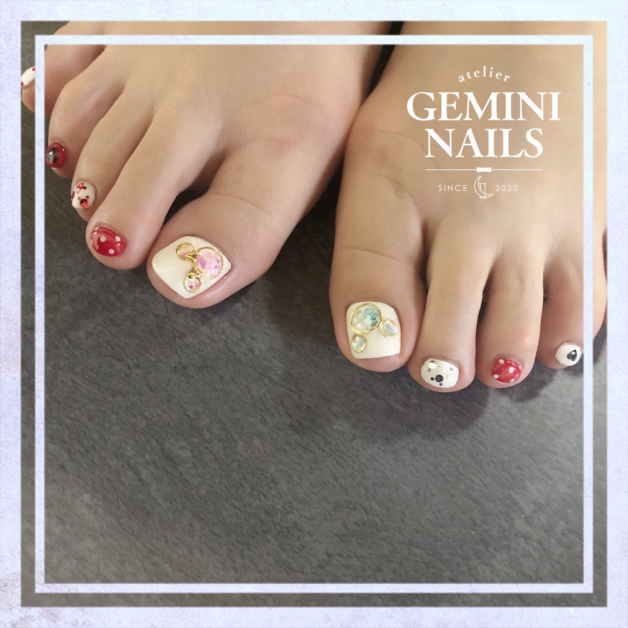 夏 オールシーズン 旅行 ライブ フット Atelier Gemini Nails アトリエジェミニネイルズのネイルデザイン No ネイルブック