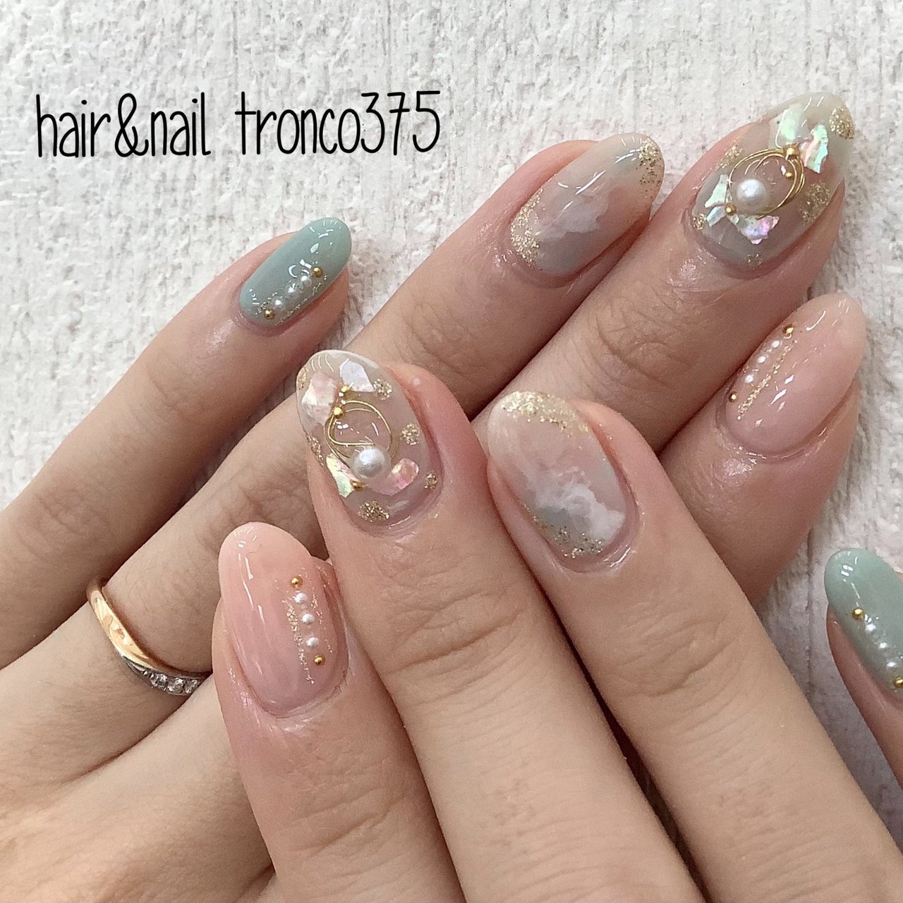 クリア ピンク 水色 ジェルネイル お客様 Hair Nailtronco田島美奈子のネイルデザイン No ネイルブック