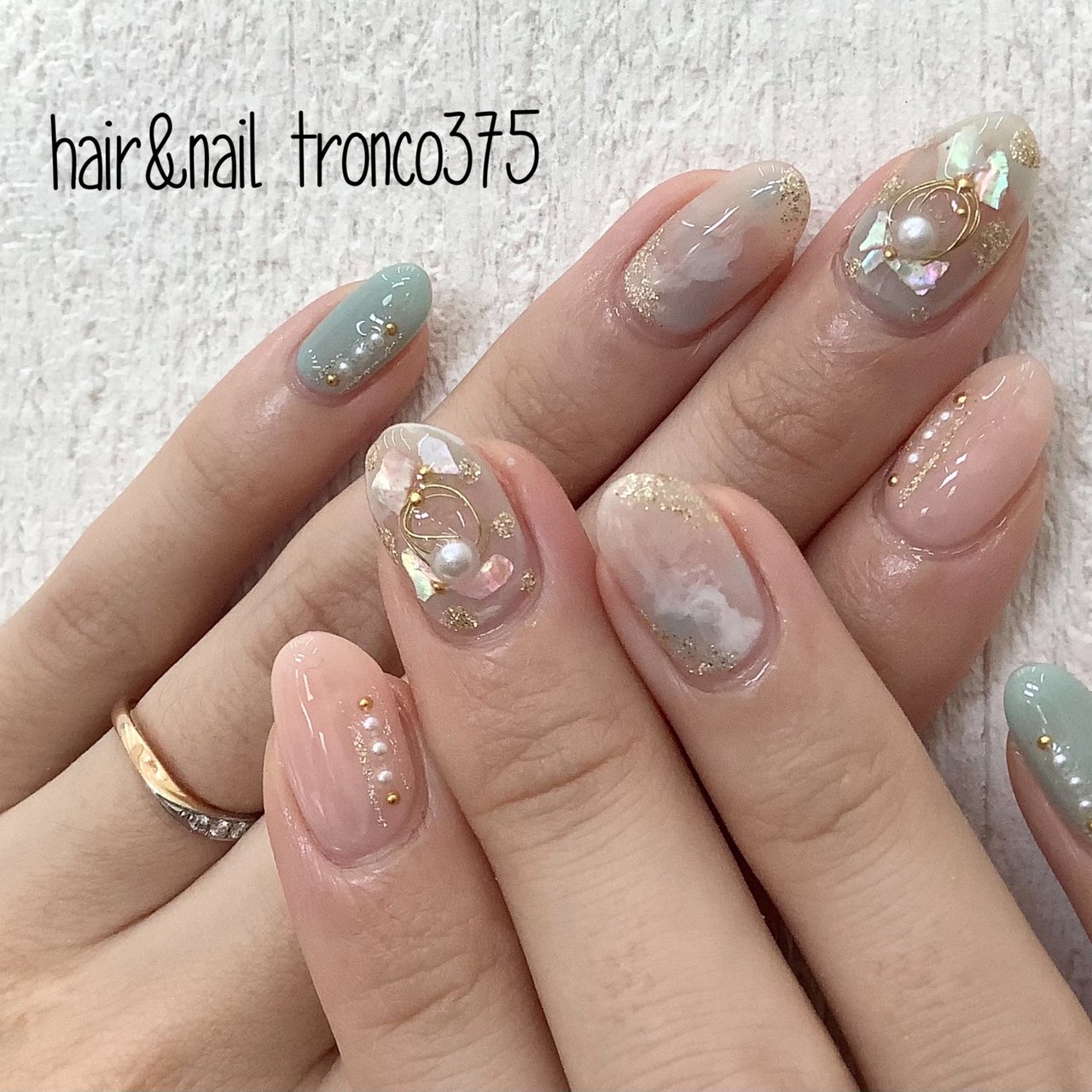 クリア ピンク 水色 ジェルネイル お客様 Hair Nailtronco田島美奈子のネイルデザイン No ネイルブック