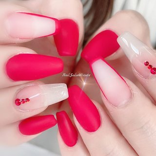 夏 マット レッドのネイルデザイン ネイルブック