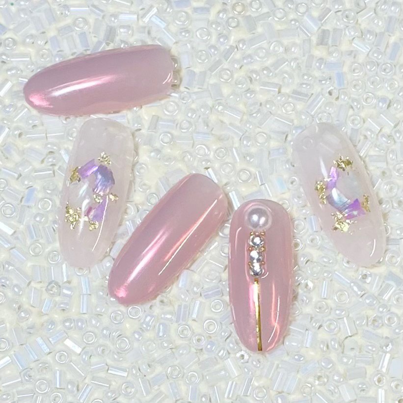 春 夏 ハンド シェル ピンク Nail Salon Lamer ラメール のネイルデザイン No ネイルブック