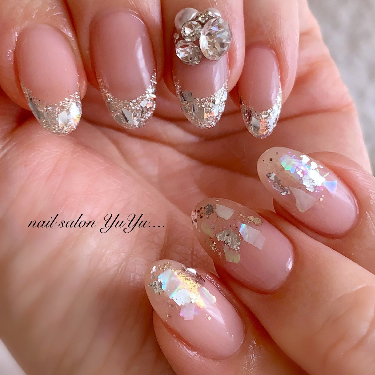 夏 梅雨 ハンド フレンチ ホログラム Nail Salon Yuyuのネイルデザイン No ネイルブック