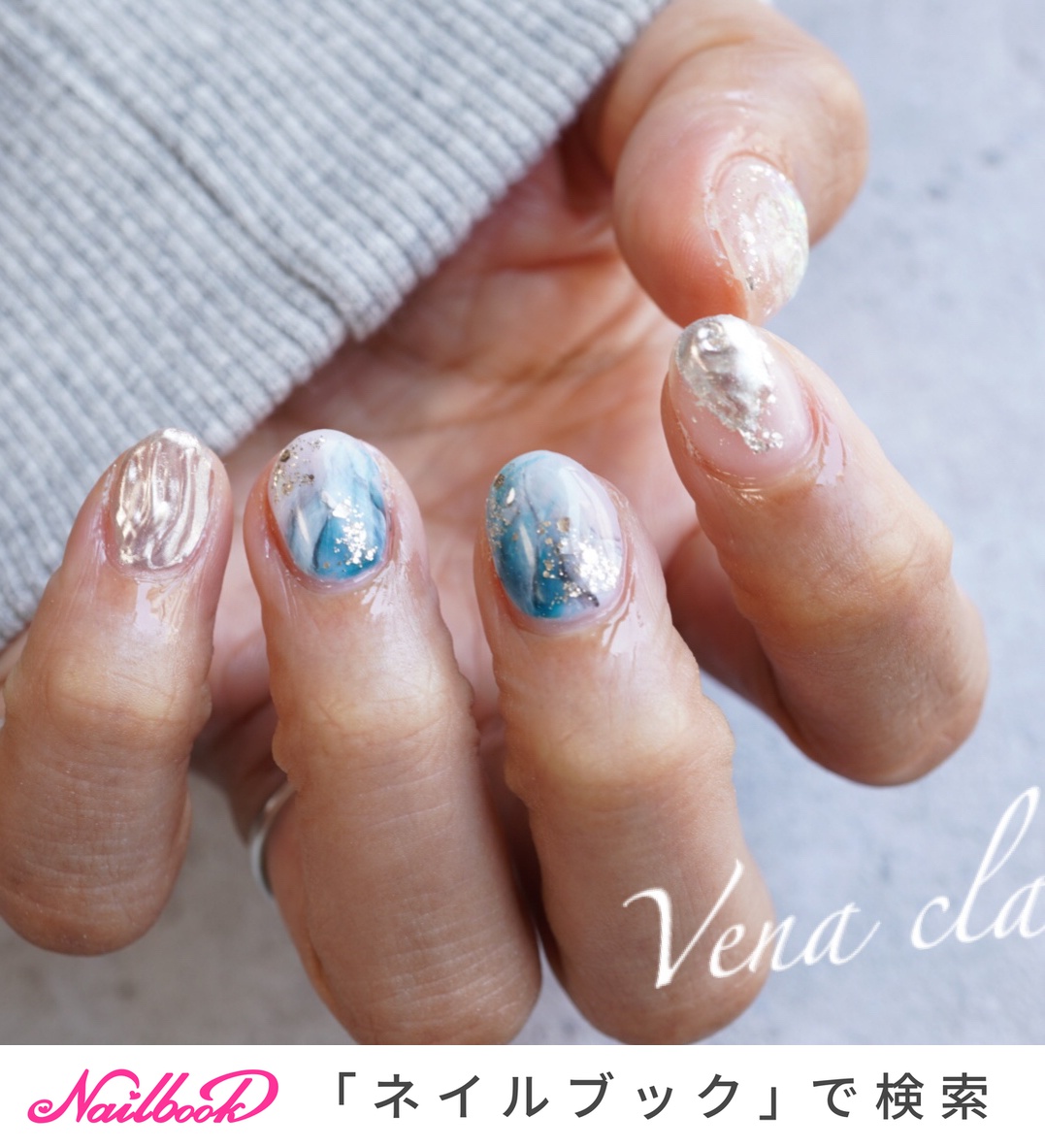 オールシーズン/ハンド/ニュアンス/ブルー/シルバー - Nail salon✨Vena claw✨のネイルデザイン[No.6305443]｜ネイルブック