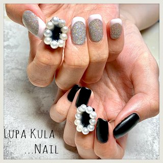 マット ピンク ブラックのネイルデザイン ネイルブック