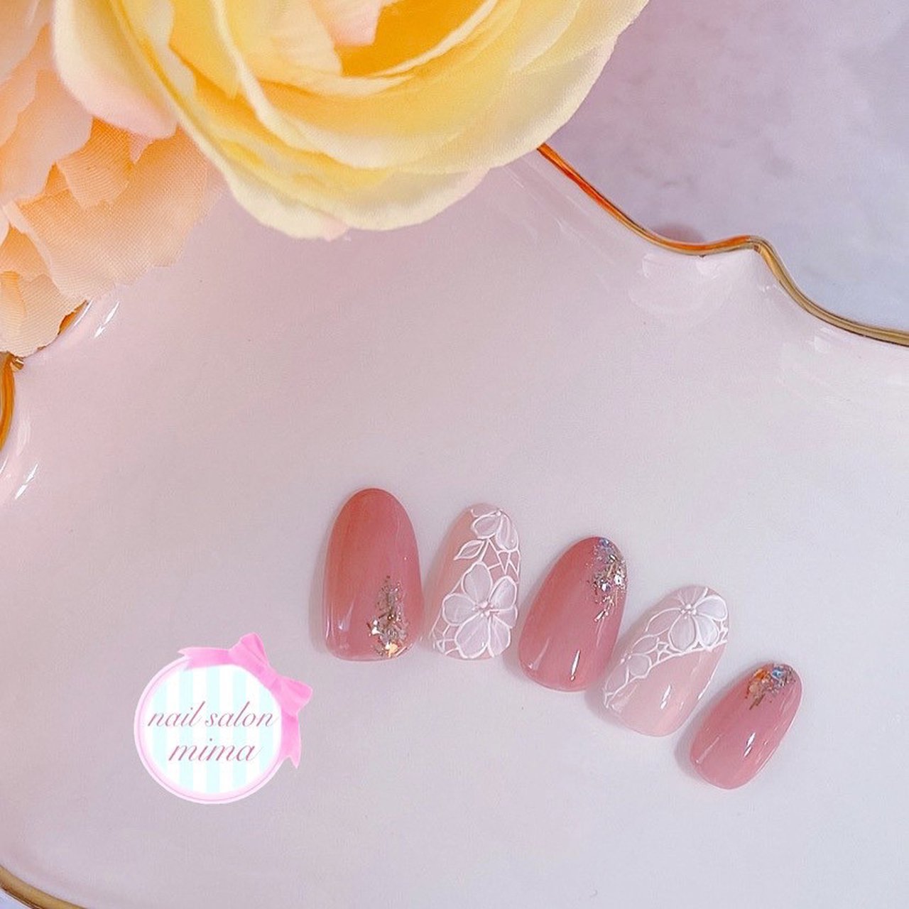 春 オールシーズン デート シンプル フラワー Nail Salon Mimaのネイルデザイン No ネイルブック