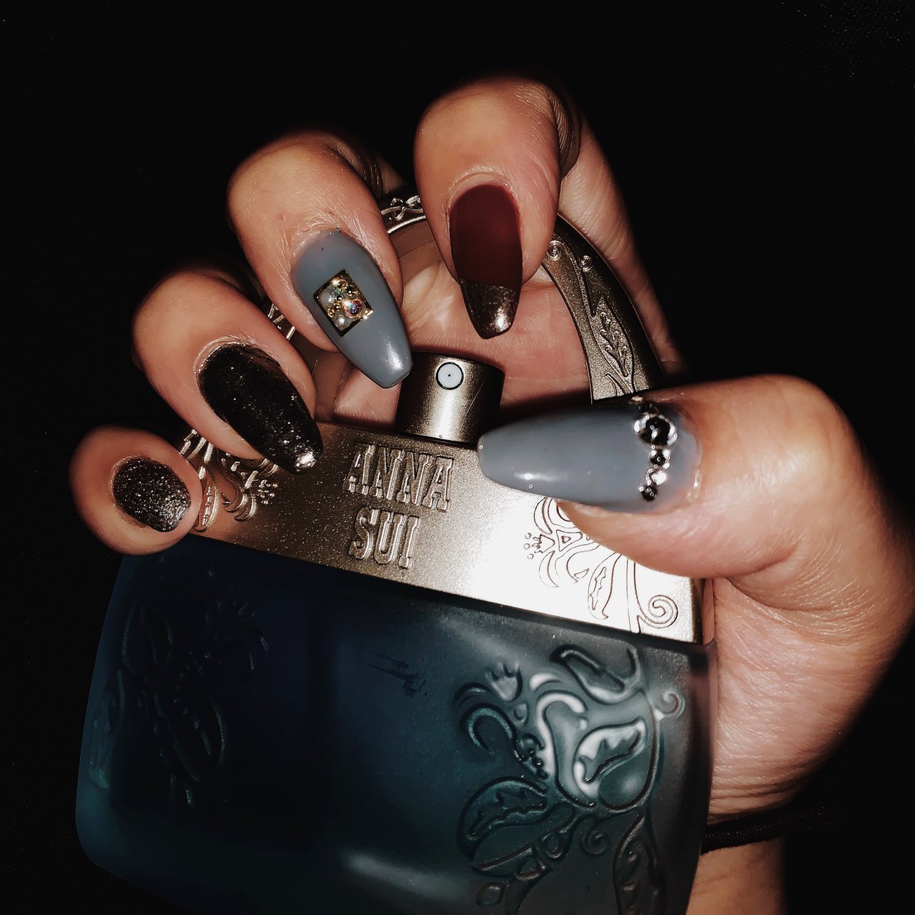 夏 ハンド アンティーク ミディアム 水色 Mother Teresaのネイルデザイン No ネイルブック