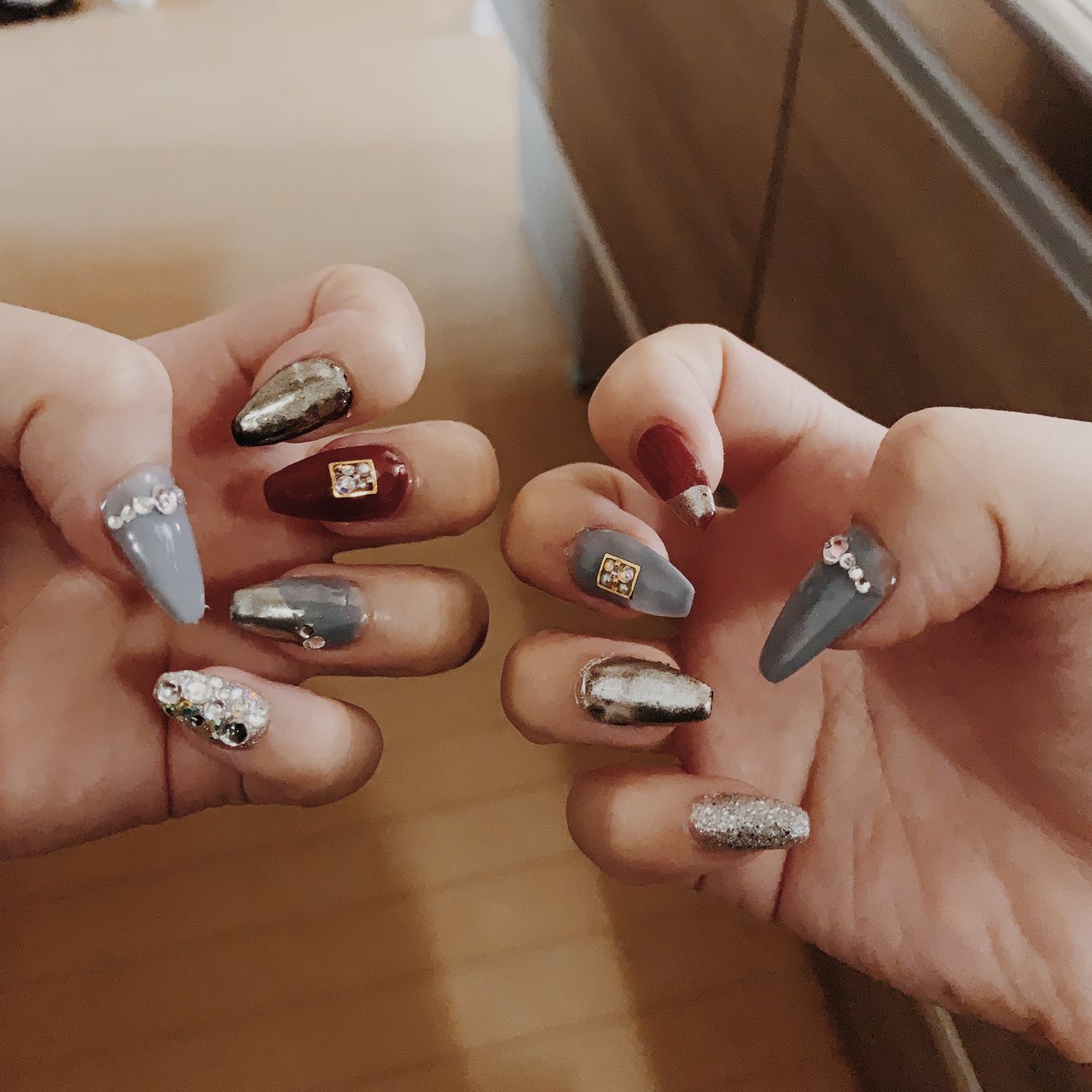 夏 ハンド アンティーク ミディアム 水色 Mother Teresaのネイルデザイン No ネイルブック