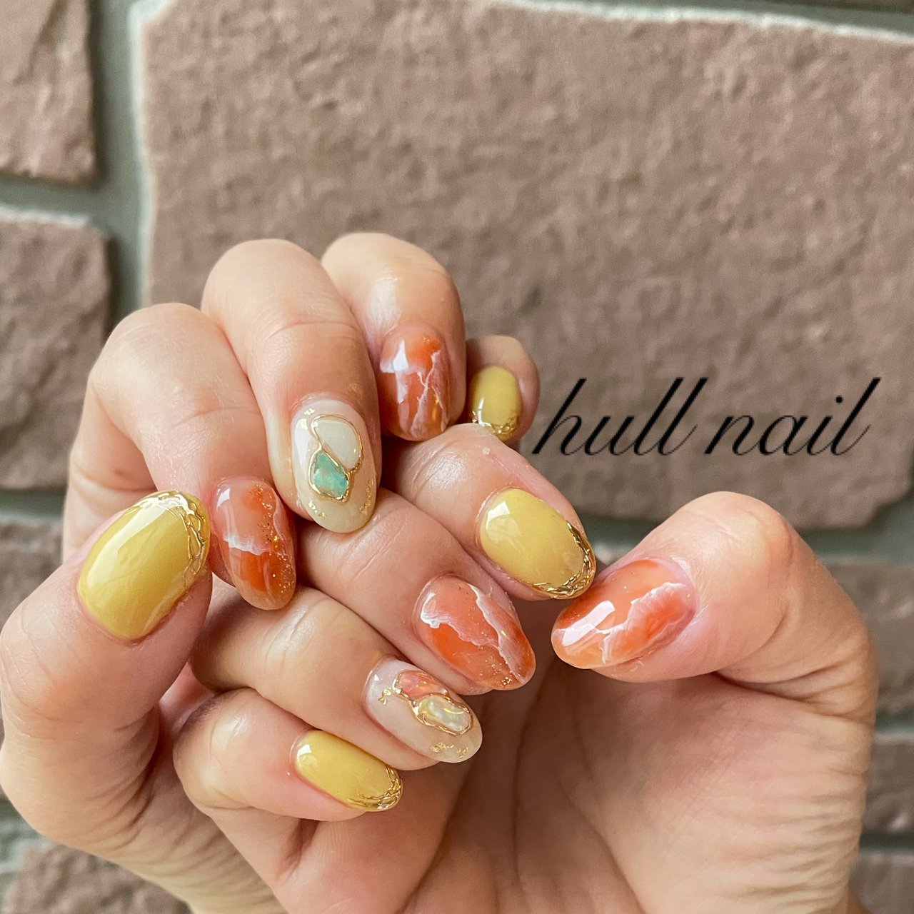 春/夏/ハンド/シェル/大理石 - hull nailのネイルデザイン[No.6311076