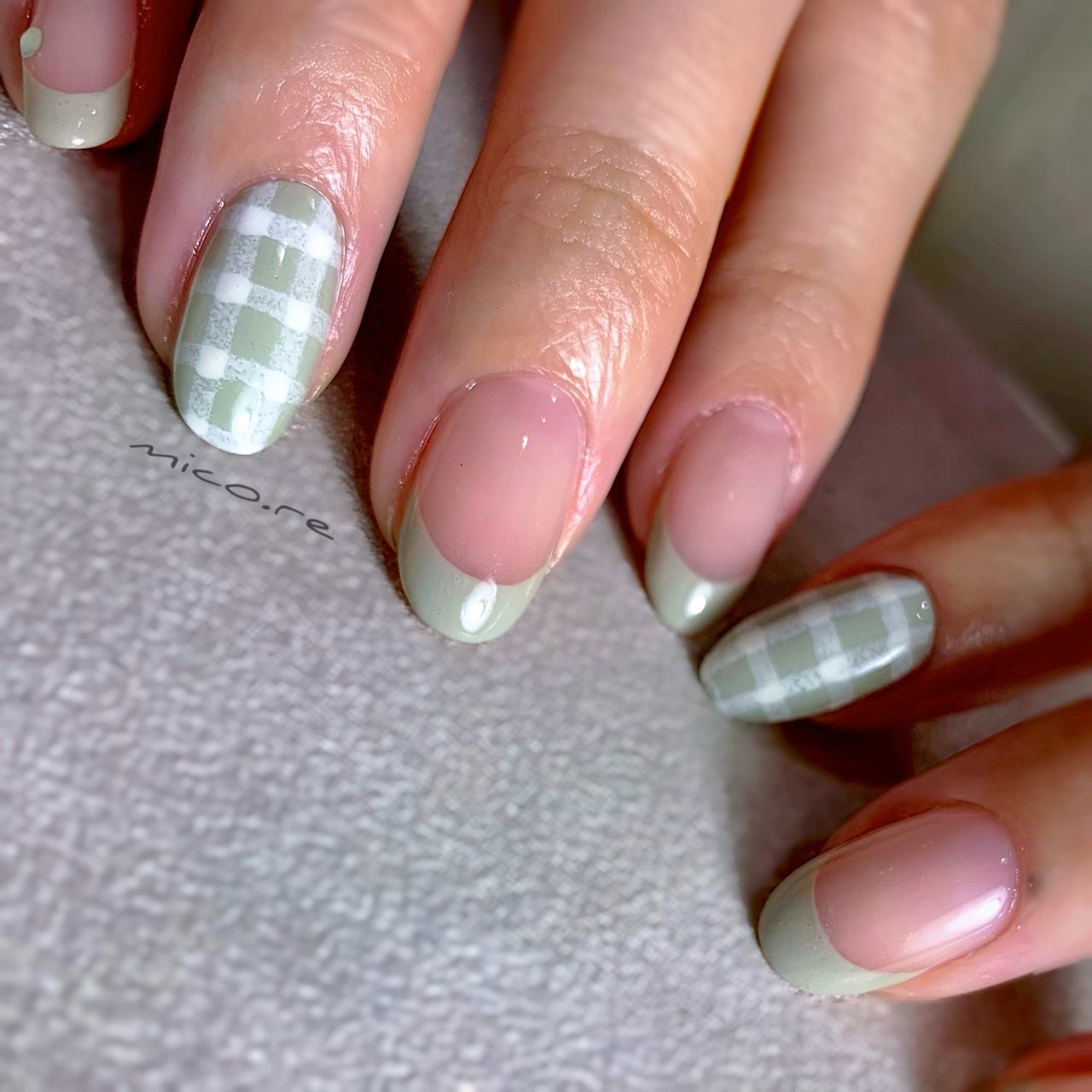 春 夏 ハンド フレンチ チェック みけのネイルデザイン No ネイルブック