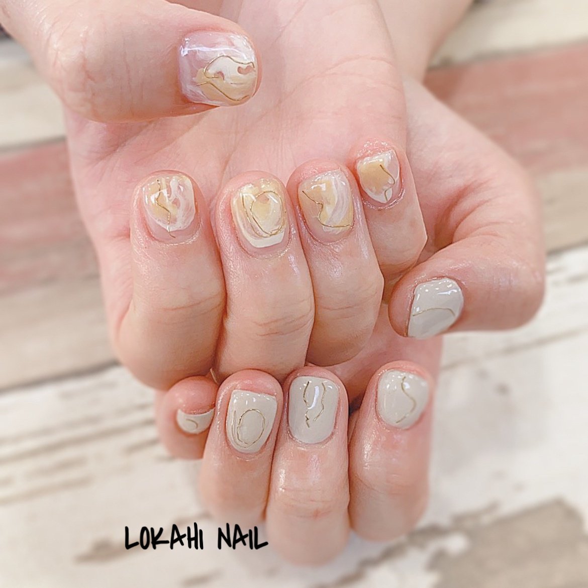 オールシーズン ハンド ニュアンス ワイヤー ショート Lokahi Nail ロカヒネイルのネイルデザイン No ネイルブック