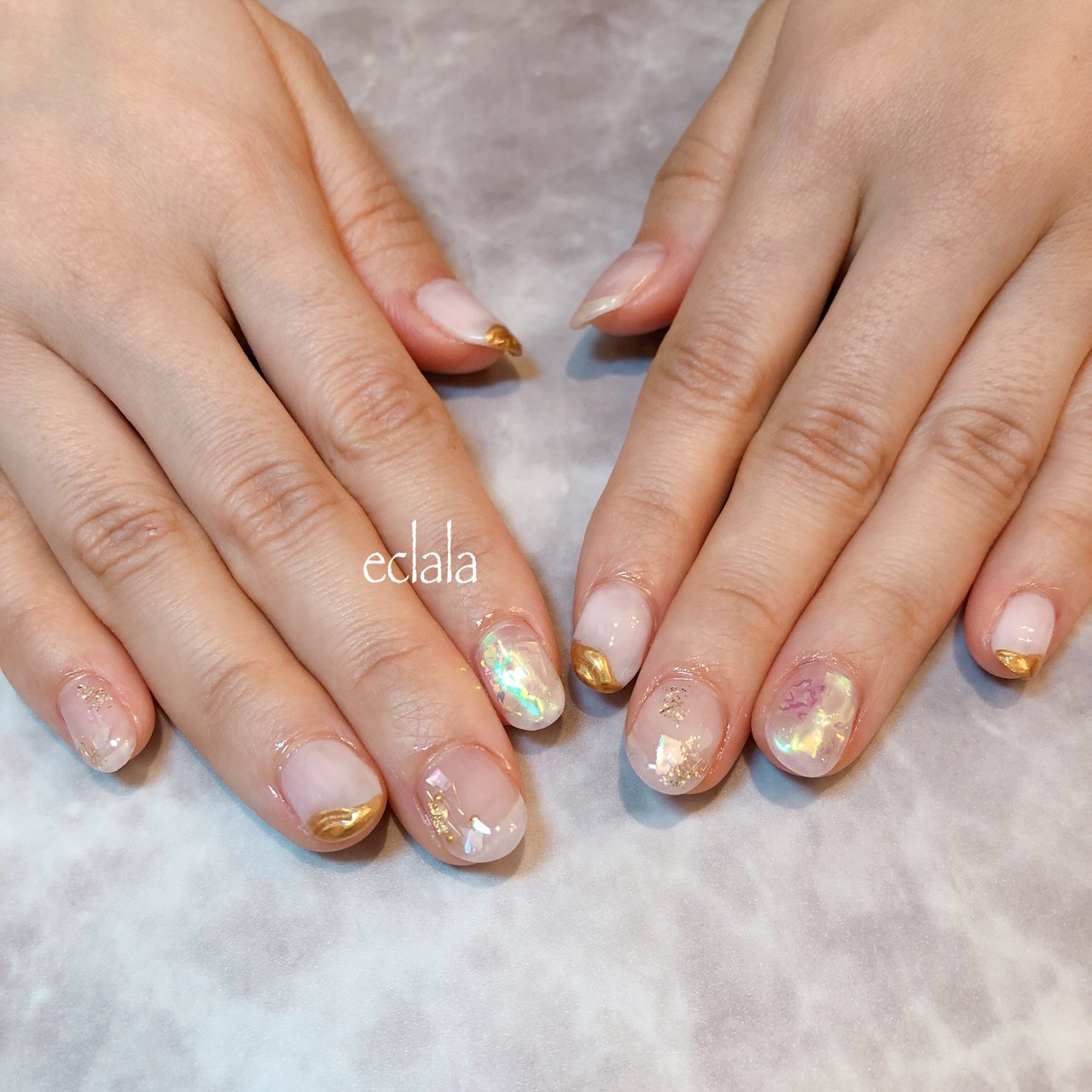 オールシーズン ブライダル パーティー シェル ニュアンス Eclala エクララ のネイルデザイン No ネイルブック