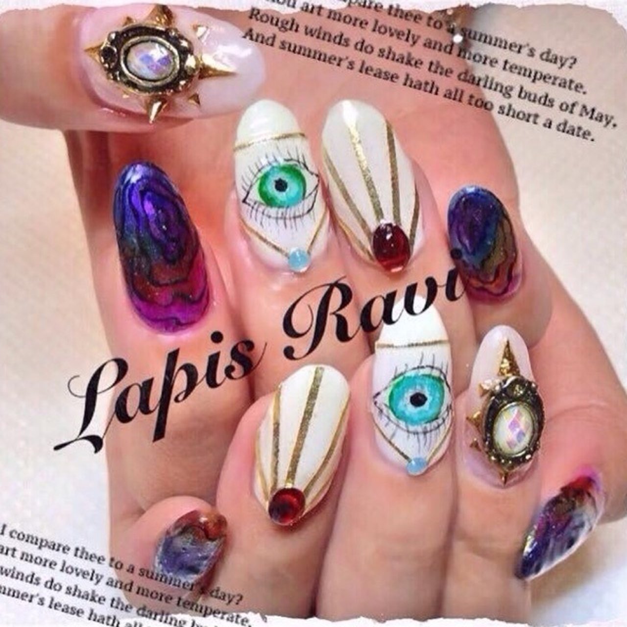 ネイルパーツ Lapis Ravi ハンド/ホワイト/ジェルネイル/お客様 - Lapis Raviのネイルデザイン