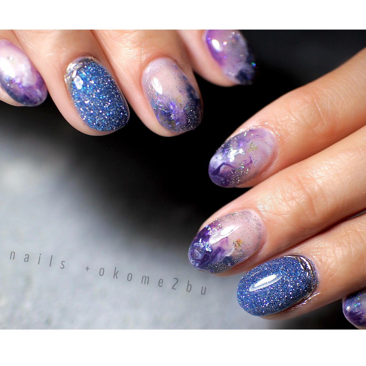 夏 オールシーズン 梅雨 ハンド ラメ Nails Plus Okome2buのネイルデザイン No ネイルブック