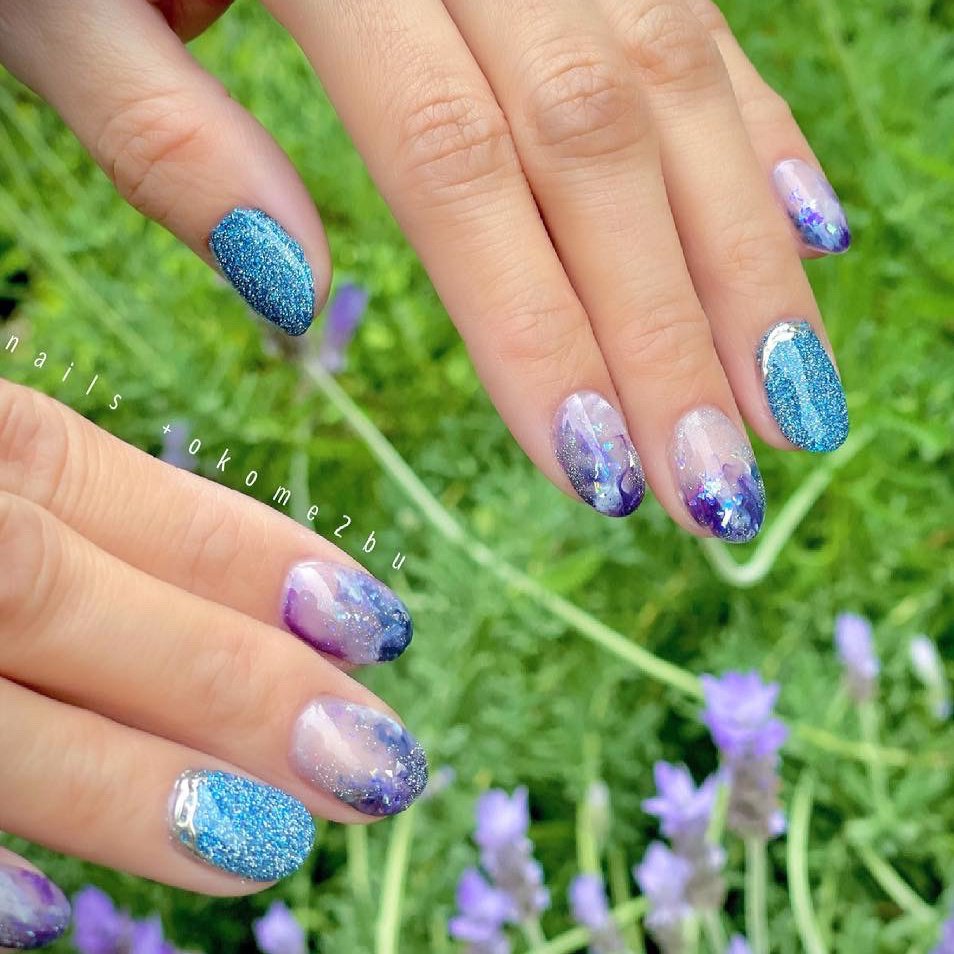 夏 オールシーズン 梅雨 ハンド ラメ Nails Plus Okome2buのネイルデザイン No ネイルブック