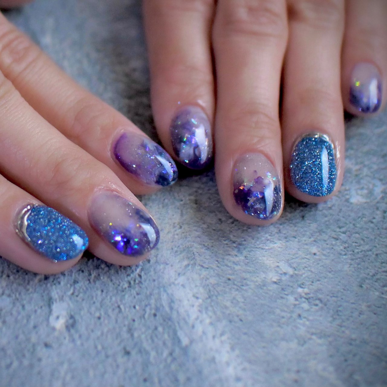 夏 オールシーズン 梅雨 ハンド ラメ Nails Plus Okome2buのネイルデザイン No ネイルブック