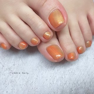 グラデーション オレンジ ペディキュアのネイルデザイン ネイルブック