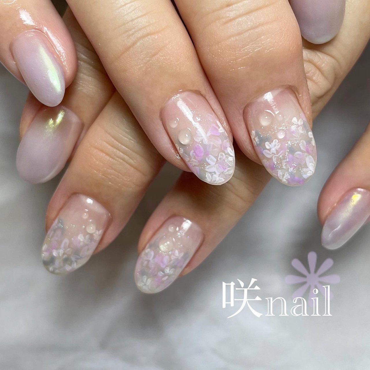 梅雨 オフィス デート 女子会 ハンド 咲nail サキネイル のネイルデザイン No ネイルブック