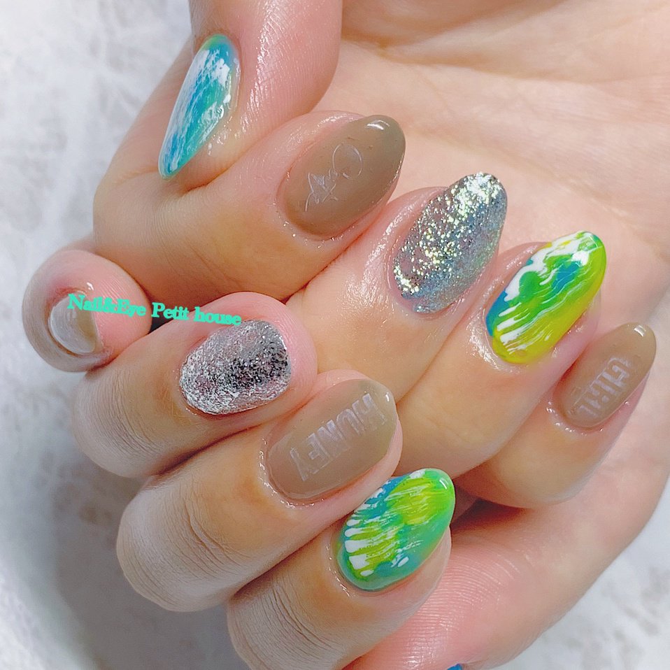 夏 梅雨 ハンド ミディアム イエロー Nail Eye Petit Houseのネイルデザイン No ネイルブック