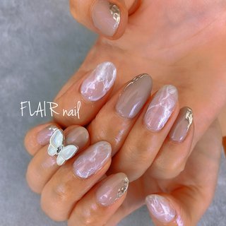 涼しげ天然石ネイルのネイルデザイン ネイルブック