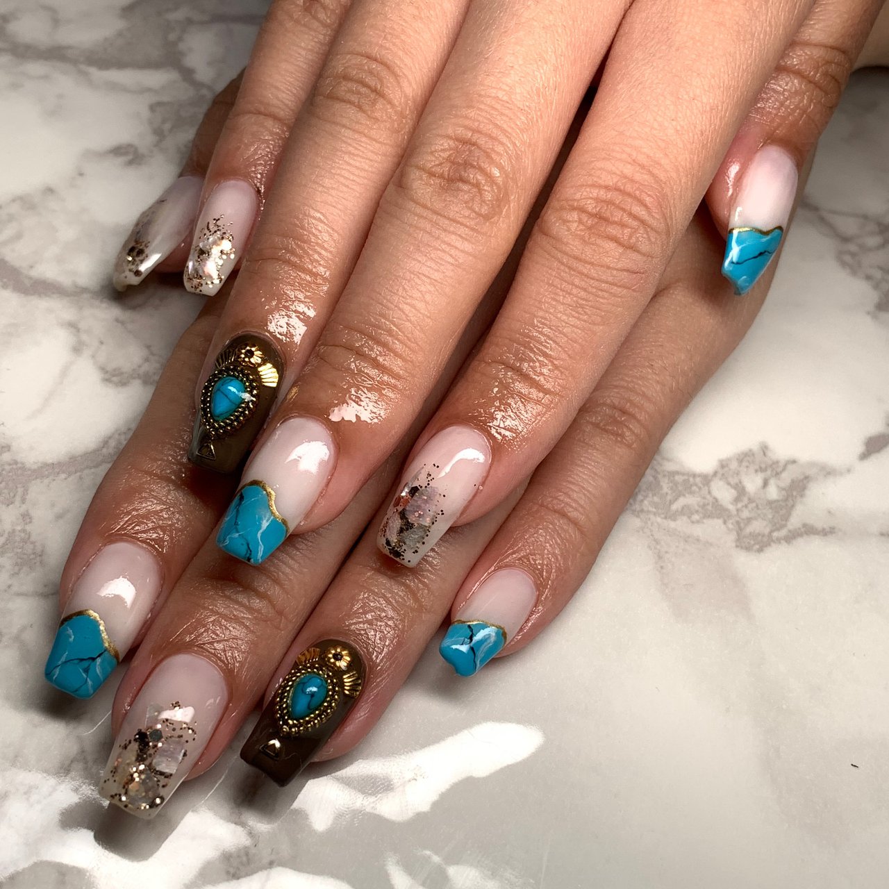 夏 海 リゾート ハンド 変形フレンチ ねねたんのネイルデザイン No ネイルブック