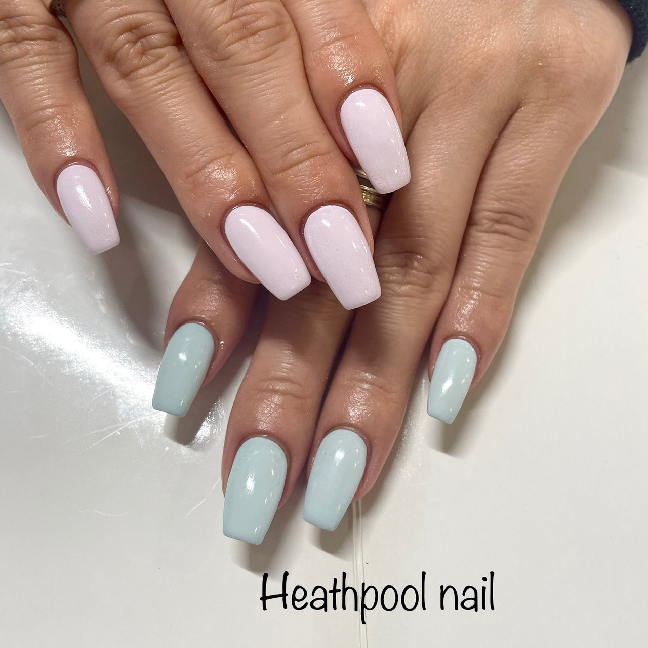 ハンド ワンカラー ピンク 水色 ジェル Heathpoolnailのネイルデザイン No ネイルブック