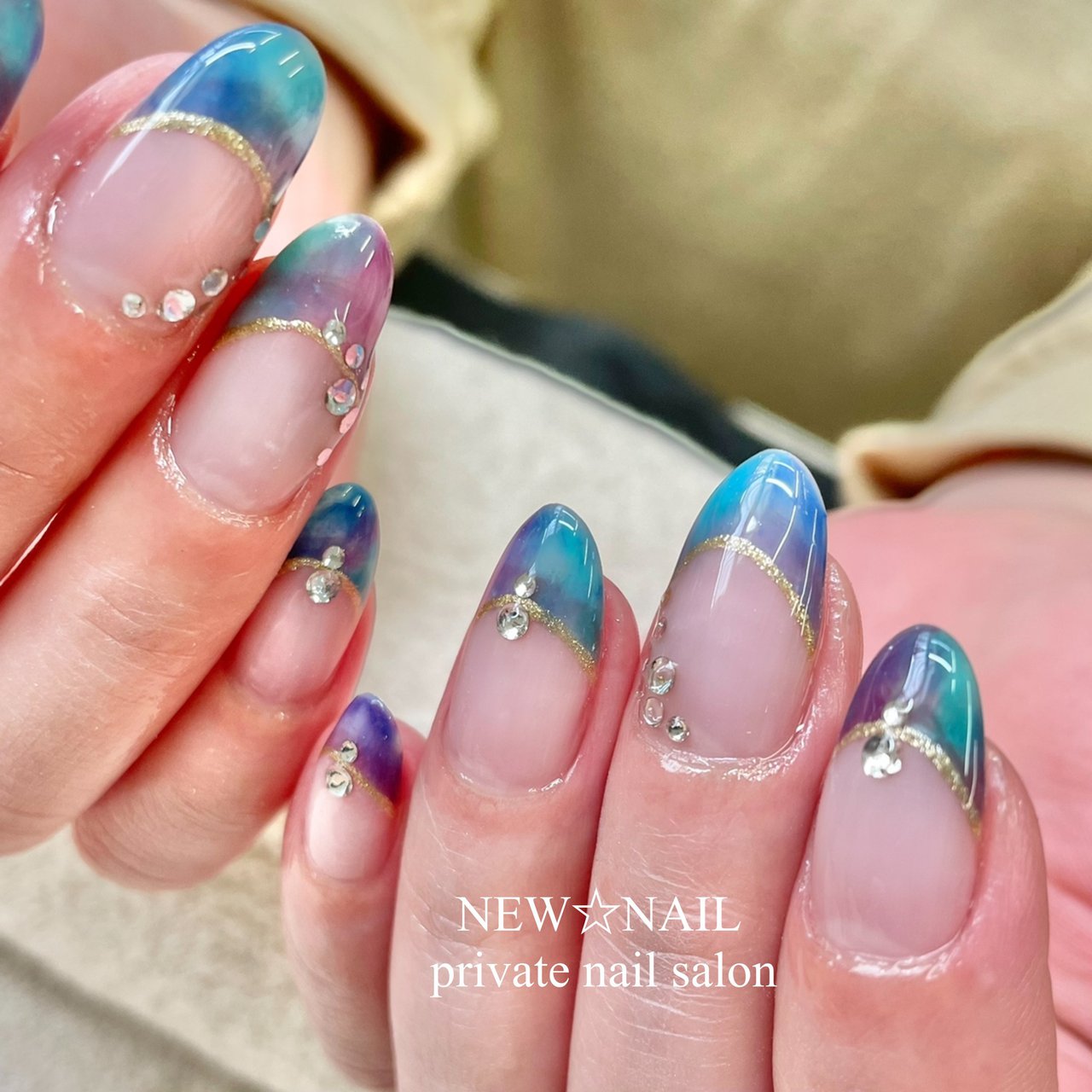 ターコイズ ブルー パープル New Nailのネイルデザイン No ネイルブック