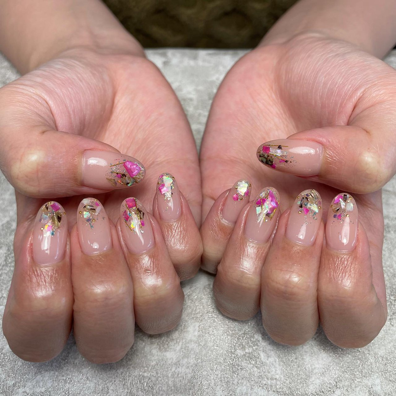 ラメ シェル クリア ピンク Yukie Nailsalon Nineのネイルデザイン No ネイルブック