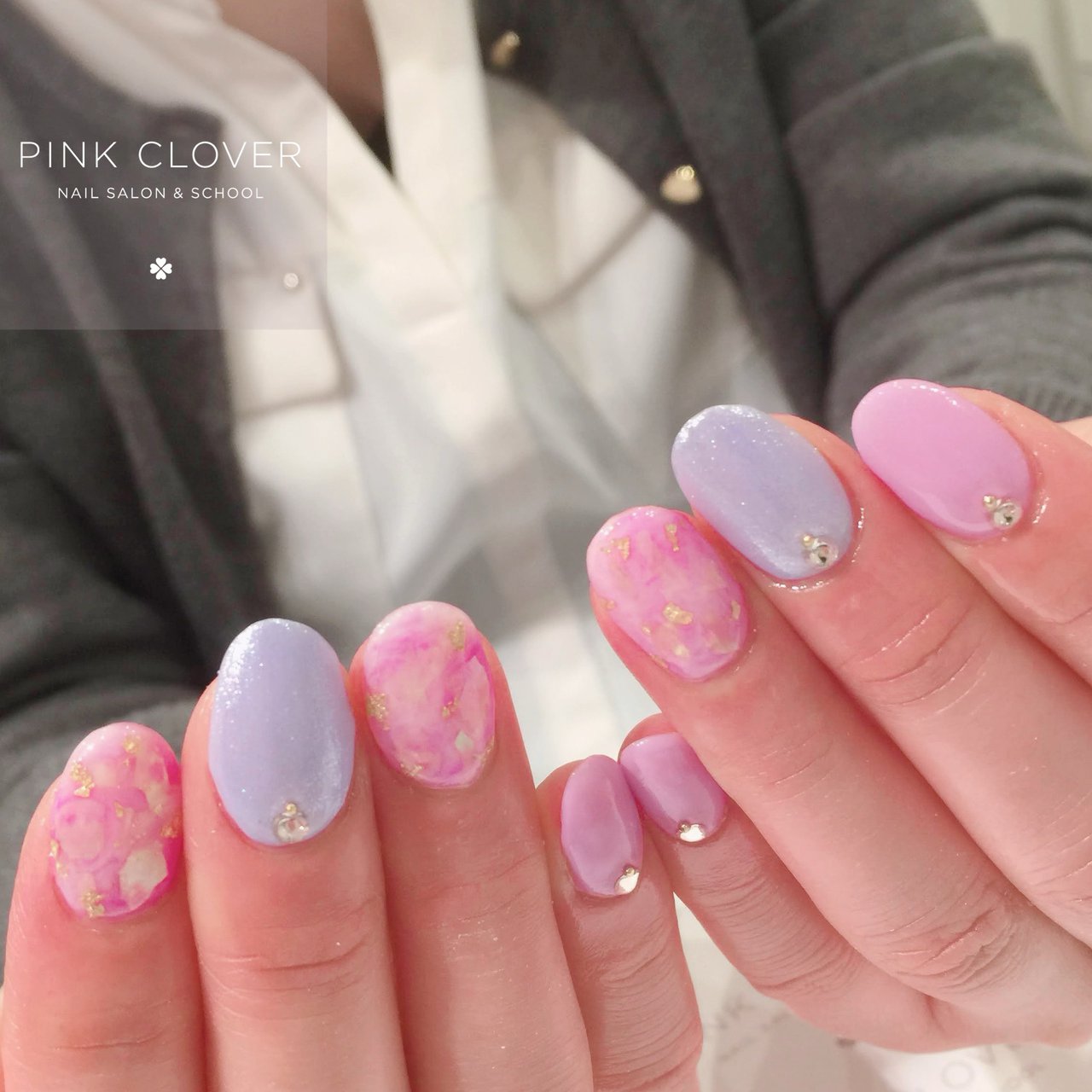 ピンク ブルー パープル Pink Clover ネイルサロン スクールのネイルデザイン No ネイルブック