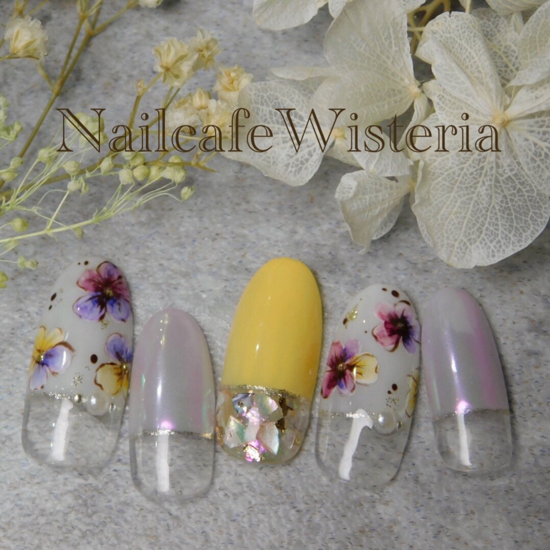 クリア イエロー パープル Nailcafewisteriaのネイルデザイン No ネイルブック