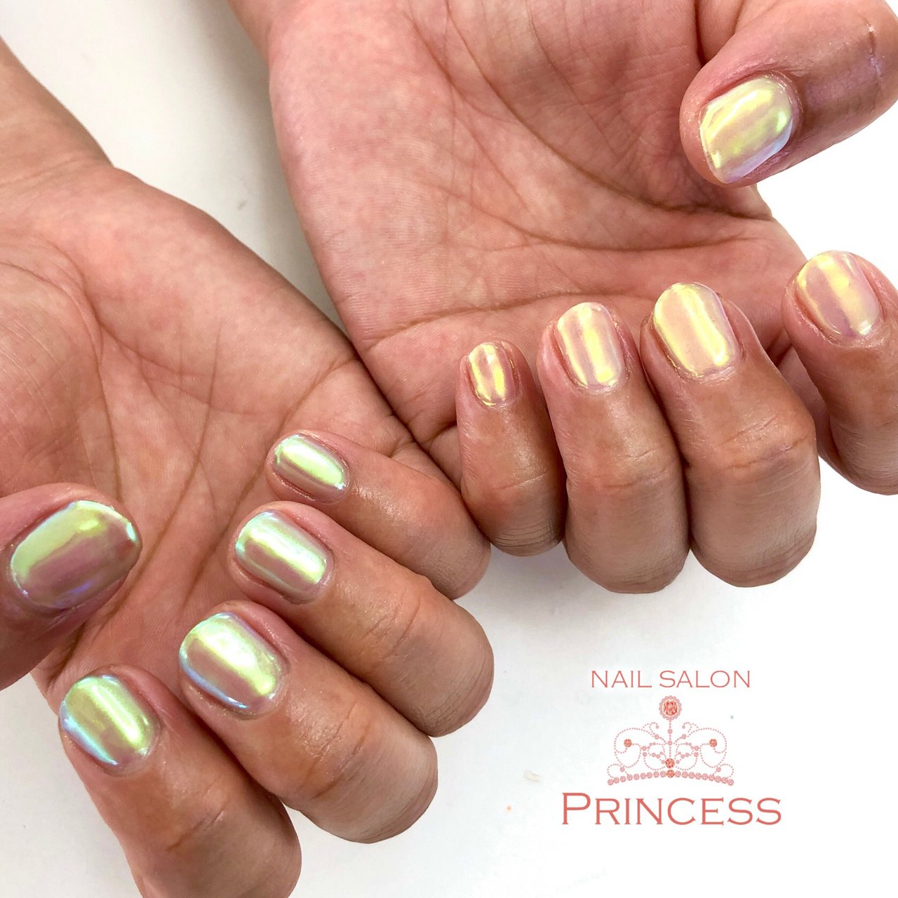 ハンド シンプル オーロラ クリア イエロー Nailsalon Princessのネイルデザイン No ネイルブック