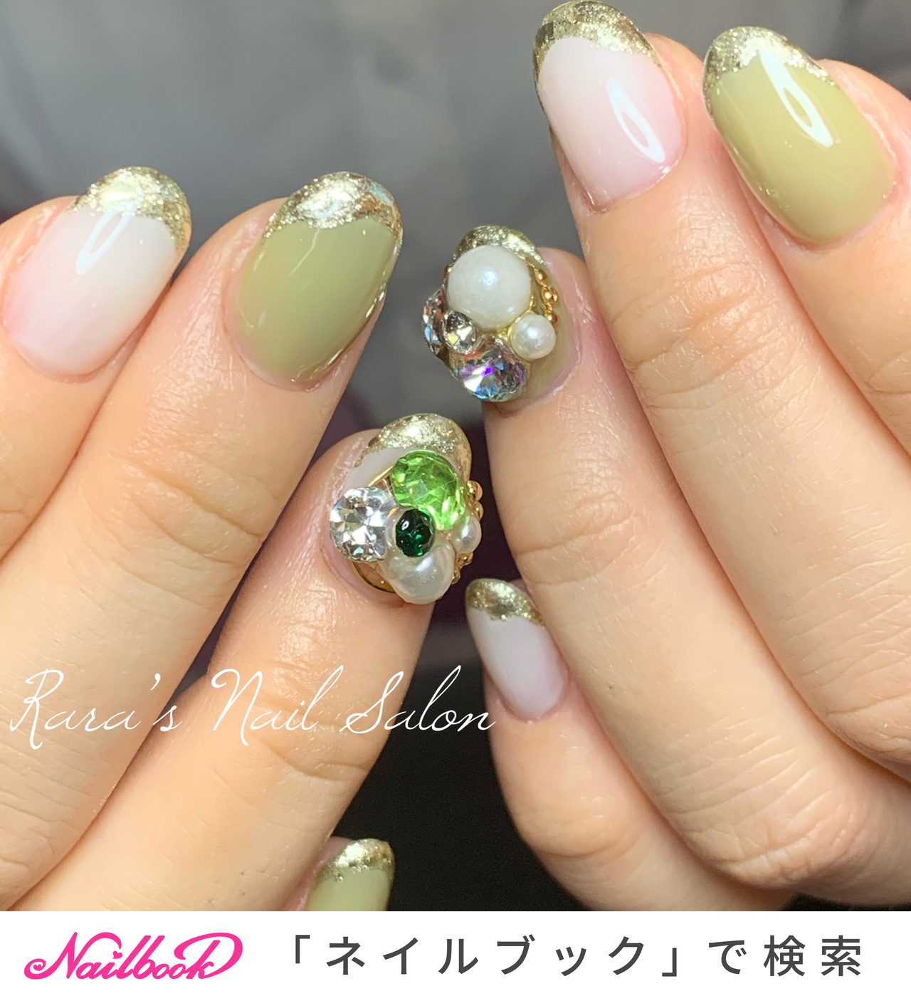 薄緑のネイルデザイン ネイルブック