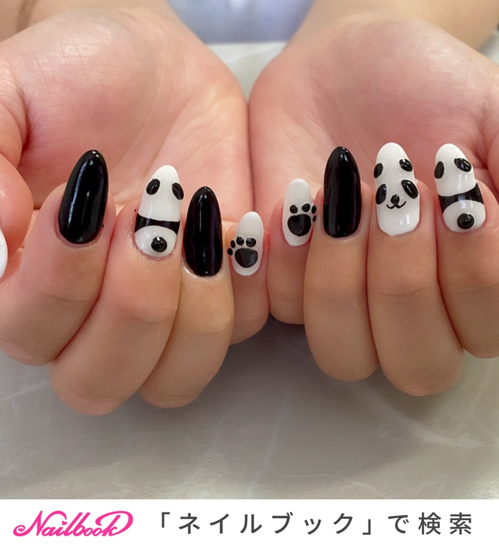 ハンド アニマル柄 3d ホワイト ブラック M A Rのネイルデザイン No ネイルブック