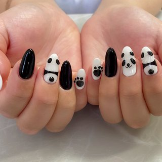 ブラック 黒 パンダのネイルデザイン ネイルブック