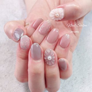 ピンク/ぷっくりフラワーのネイルデザイン(228ページ目)｜ネイルブック