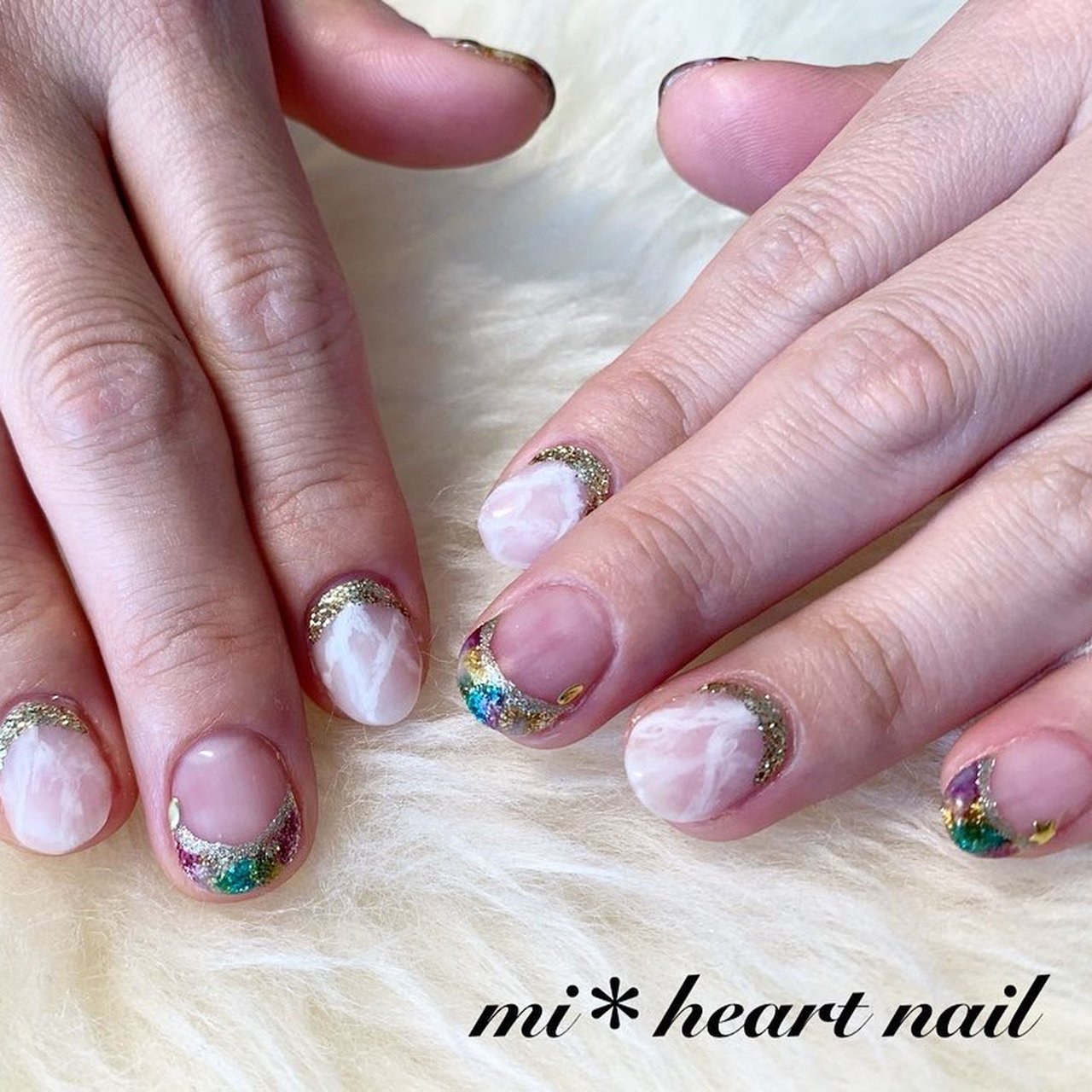 春 夏 オールシーズン ハンド 変形フレンチ Mi Heart Nailのネイルデザイン No ネイルブック