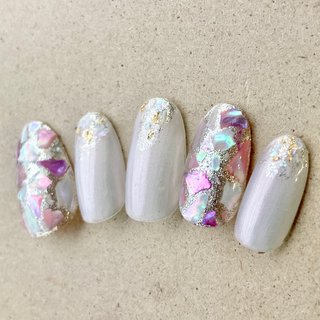 シェル アンティーク ステンドグラスのネイルデザイン ネイルブック